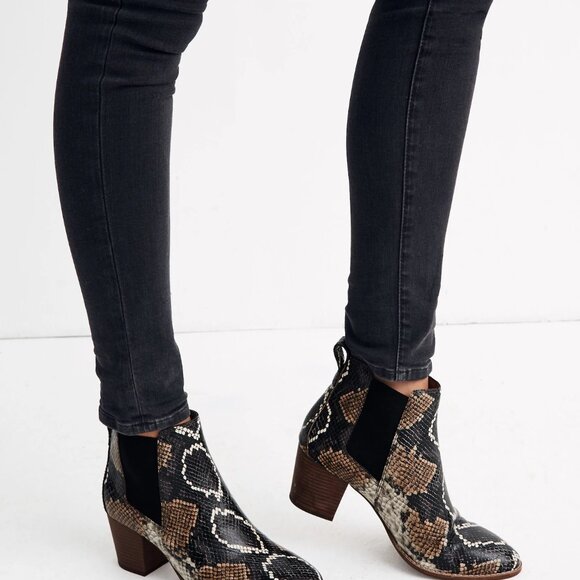 The Regan Snake-Embossed Leather Booties (Madewell) – Size 7 - Picture 2 of 7